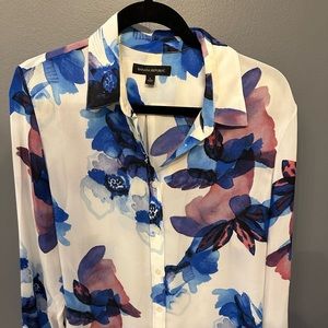 Banana Republic button up blouse, blue flowers, size L